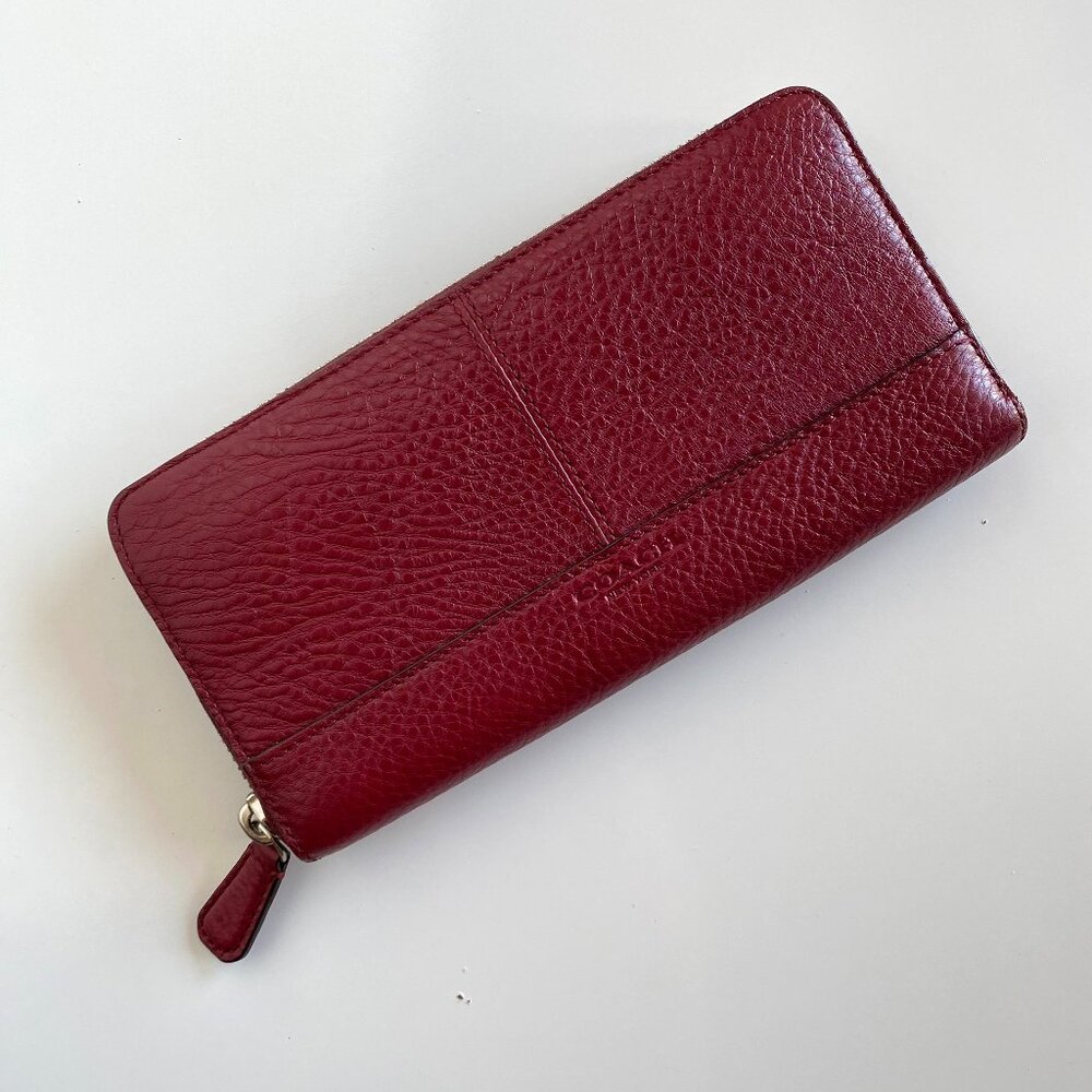 Coach Magenta Leather Zip Around Wallet